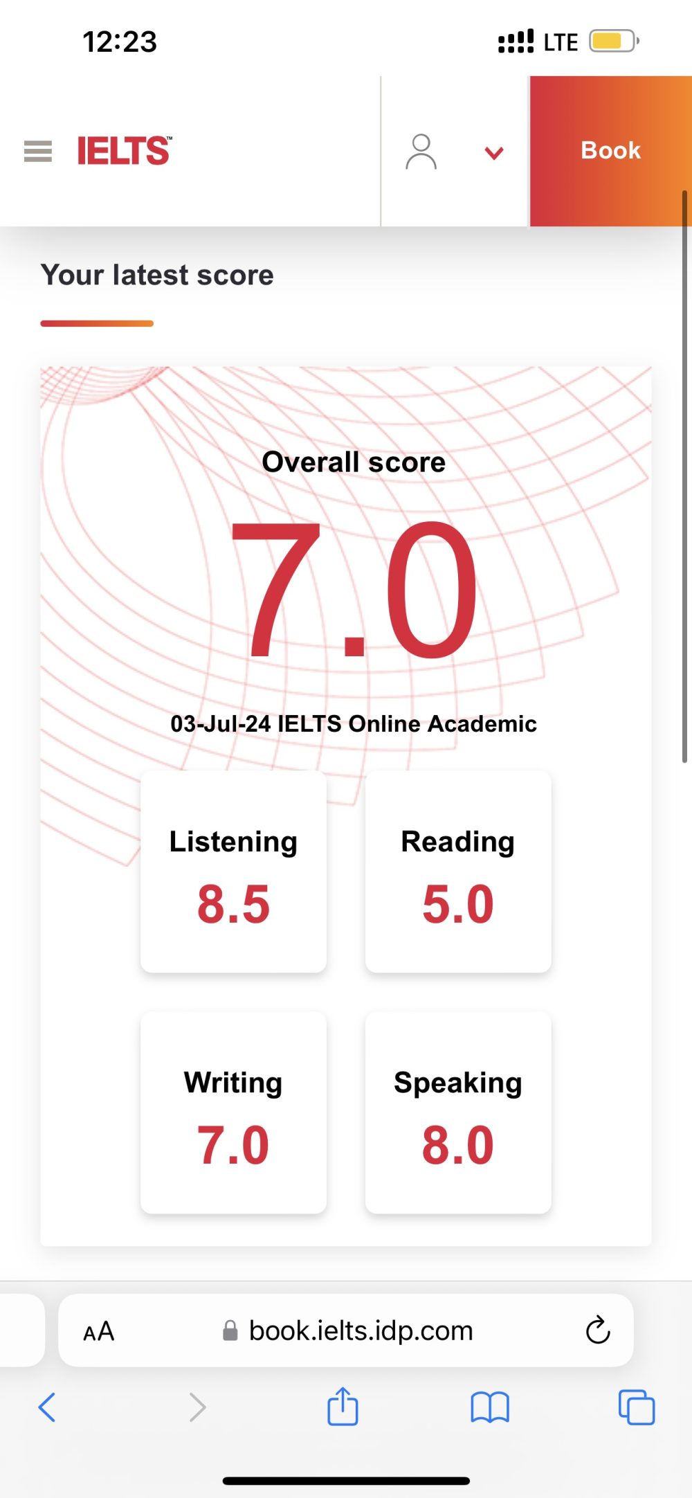 نمونه مدرک آیلتس آکادمیک